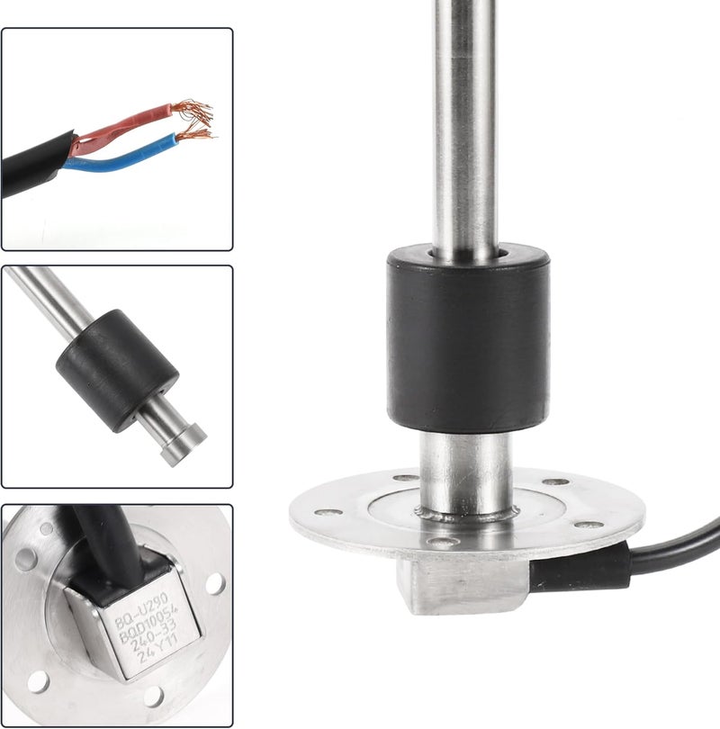 RATCHROLL 1set Fuel Sending Unit and Gauge Kit 290mm Length Boat Fuel Sending Unit Marine Fuel Sender Unit Black Silver Tone Metal 240-33 Ohm - Image 4